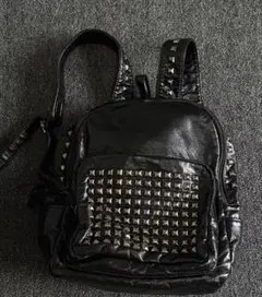 DIESEL ディーゼル ロゴスタッズ レザーリュック シボ革 内側赤 y2k