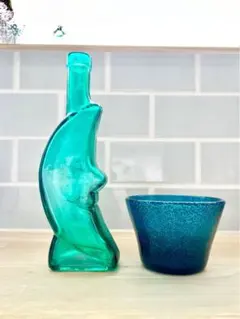 ガラス 花瓶 ヴィンテージ グラス 月 フラワーベース ミッドセンチュリー 瓶