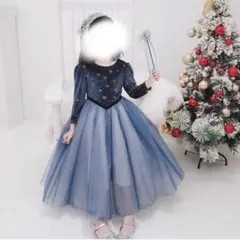 プリンセスドレス　フォーマルドレス　発表会　エルサ風ドレス　サイズ110cm