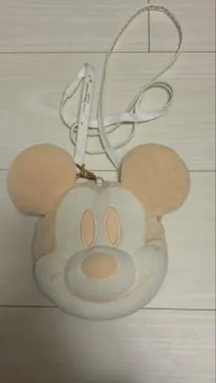 ミッキーマウス　ポシェット パスケース　ベージュ