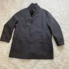 美品グレー ヘリンボーン チェスターコートステンカラーコート　トップバリュ