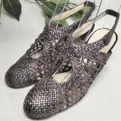 【良品】銀座ヨシノヤ/メッシュバックストラップ/サンダル/ブロンズ/22cmのサムネイル