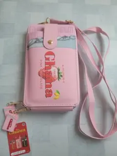 ロッテガーナチョコチャーム付きスマホショルダーポーチ　ピンク