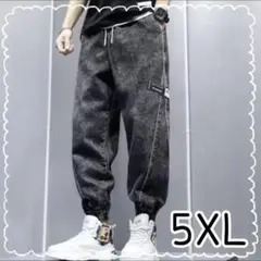 ブラック デニムパンツ ジーンズ ジョガーパンツ　ダメージ　5XL