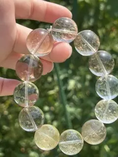 【パンダの工房】大玉天然石パワーストーンルチルクォーツブレスレット