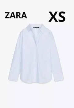ZARA ザラ　メタリック糸ストライプロングスリーブシャツ