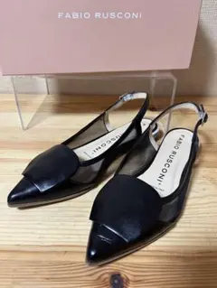 a635/極美品★ファビオルスコーニ 36パンプス チュール 黒 シースルー