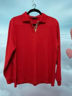 BURBERRY レッド 長袖ポロシャツ