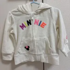 【未着用】baby gap ミニーちゃん柄パイル地パーカー　90サイズ