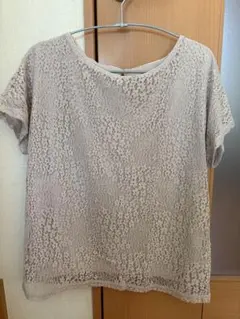 NATURAL BEAUTY BASICベージュ レース 半袖 トップス