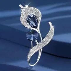 エレガント シルバーブローチ クリスタル　花