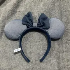 ミニー ディズニーカチューシャ デニム リボン 無地 ブルー