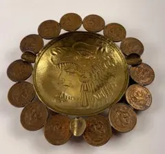 ヴィンテージ アンティーク 灰皿 メキシコ 貨幣 コイン アステカ戦士 