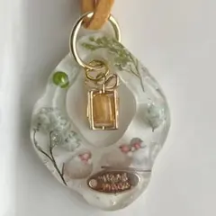 文鳥、チャーム、ドライフラワー、パールビーズ、レジンペンダント^o^