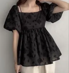 Meiru 2wayオフショルジャガードぺプラムトップスのサムネイル
