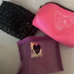 スヌーピーハート柄ピンクポーチ　３点セット