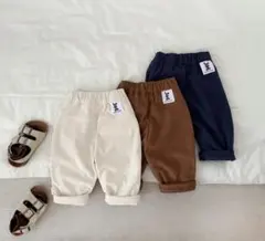韓国子供服コーデュロイパンツ アイボリー・ブラウン・ネイビー