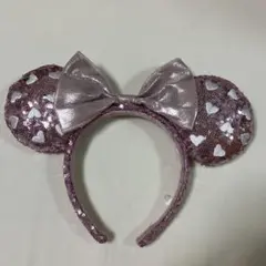 ディズニー　ミニー　ミッキー　ピンク ハート　スパンコール　カチューシャ