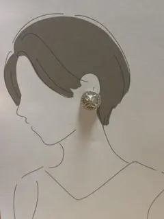 花模様 ピンクゴールド 丸型ピアス