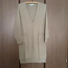 ユニクロ UVカット ドルマンスリーブ ロングカーディガン ベージュ L ②
