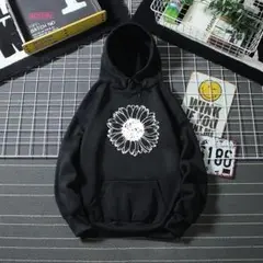 パーカーブラック 【人気】メンズ 冬 春 デイジー XL 花 トップス