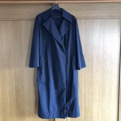 ネイビー ロングトレンチコート ウエストベルト付き