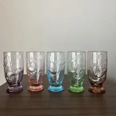 レトロ！未使用品！大西賢製販　ディズニーキャラクターレリーフカラーグラス　脚付き