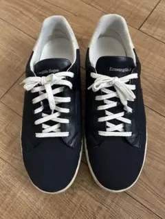 Ermenegildo Zegna レザー×キャンパススニーカー ネイビーのサムネイル