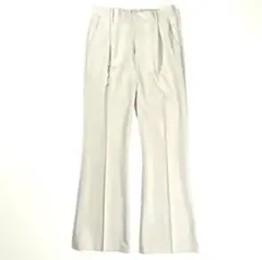 【美品】cussil TRストレッチハイウエストタイトフレアパンツ 白 L