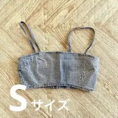【新品未使用】ZARAデニム ビーズ装飾 ビスチェ S タグ付き