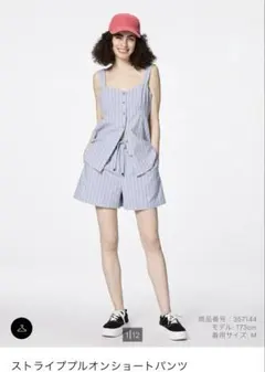 ストライププルオンショートパンツ WOMEN L