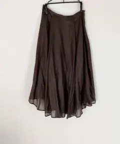 【美品】スピックアンドスパン☆ブラウンのアシンメトリーシフォンスカート