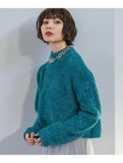 PAGEBOY ラメフェザーショートプルオーバー　ターコイズ