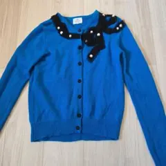 ランバンオンブルーリボンモチーフニットカーディガン３８サイズ