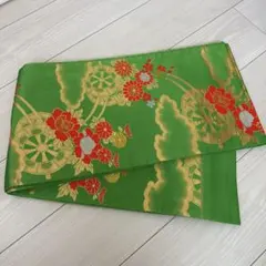 七五三用　緑色 花柄 帯