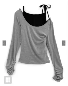 リボンキャミソール×ワンショルトップスアンサンブル