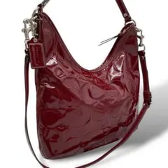 美品 コーチ ワンショルダー ハンドバッグ 2WAY エナメル シグネチャー