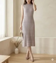 GRLノースリーブワンピレディース ピンクベージュ春夏 韓国風 大人かわいい