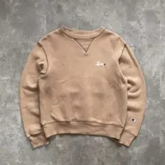 STUSSY × Champion コラボ スウェット 短丈 ブラウンベージュ