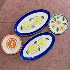 未使用　ミスタードーナツ　スペイン風食器　中皿　長皿　4点　ミスド　ノベルティのサムネイル