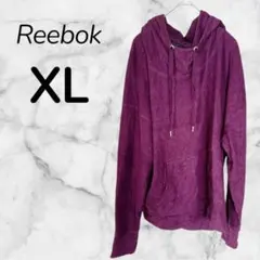 美品✨Reebok リーボック 【XL】パーカー フード付き パープル 裏起毛