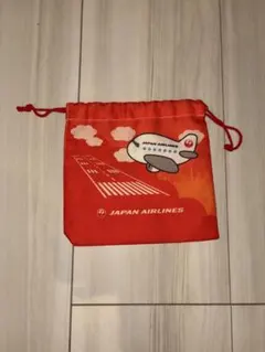 JAPAN AIRLINES 巾着袋 飛行機柄