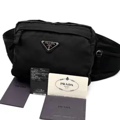 【美品】プラダ ボディバッグ ナイロン レザー 三角ロゴ ブラック V210