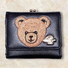 ポール＆ジョー アクセソワ がま口 三つ折り財布 ベア 刺繍 黒のサムネイル