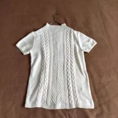 【ギャップ】 ケーブルニット 半袖セーター　サイドスリット　ハイネック