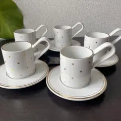 新品‼︎Adam & Eve 金彩ドットカップandソーサー　5客セット