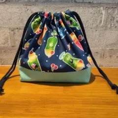 切替お弁当袋☆ネイビークリームソーダ柄☆ハンドメイド