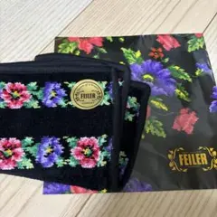 【未使用】FEILER 花柄タオルハンカチ 黒のサムネイル