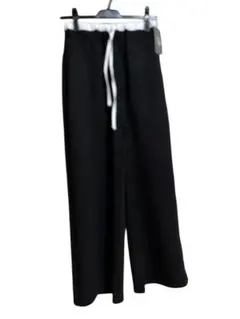 ダブルウエスト ワイドパンツ