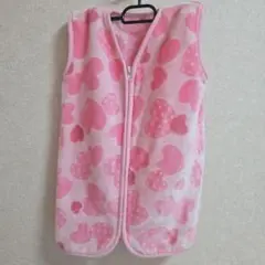 ピンク ハート柄 スリーパー フリース　かいまき毛布　中古